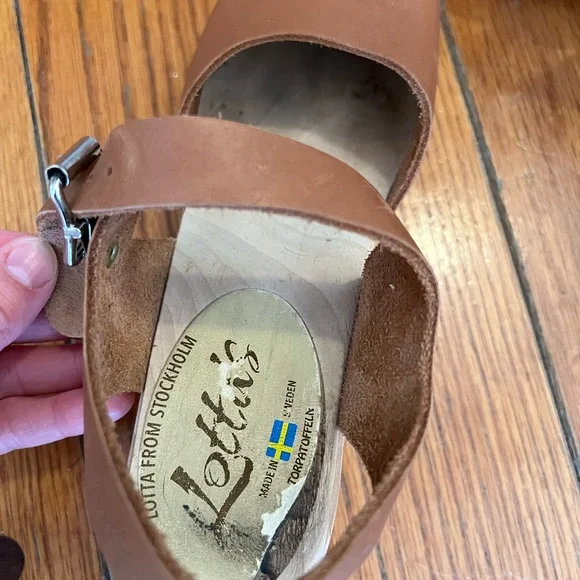 Lotta From Stockholm Brown Leather Mary Jane Clog Mules - Picture 2 of 6